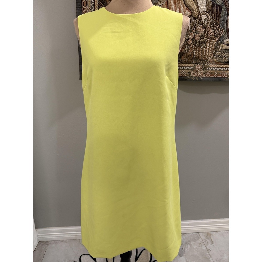 Alice + Olivia Dress Womens 8 Yellow Sleeveless Shift Sheath Mini Exposed‎ Zip